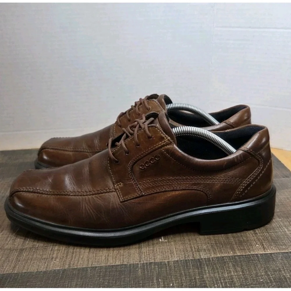 ECCO Mens Helsinki Bicycle Toe Tie Cocoa Brown Leather Oxfords Eur 43 US 9--10.5